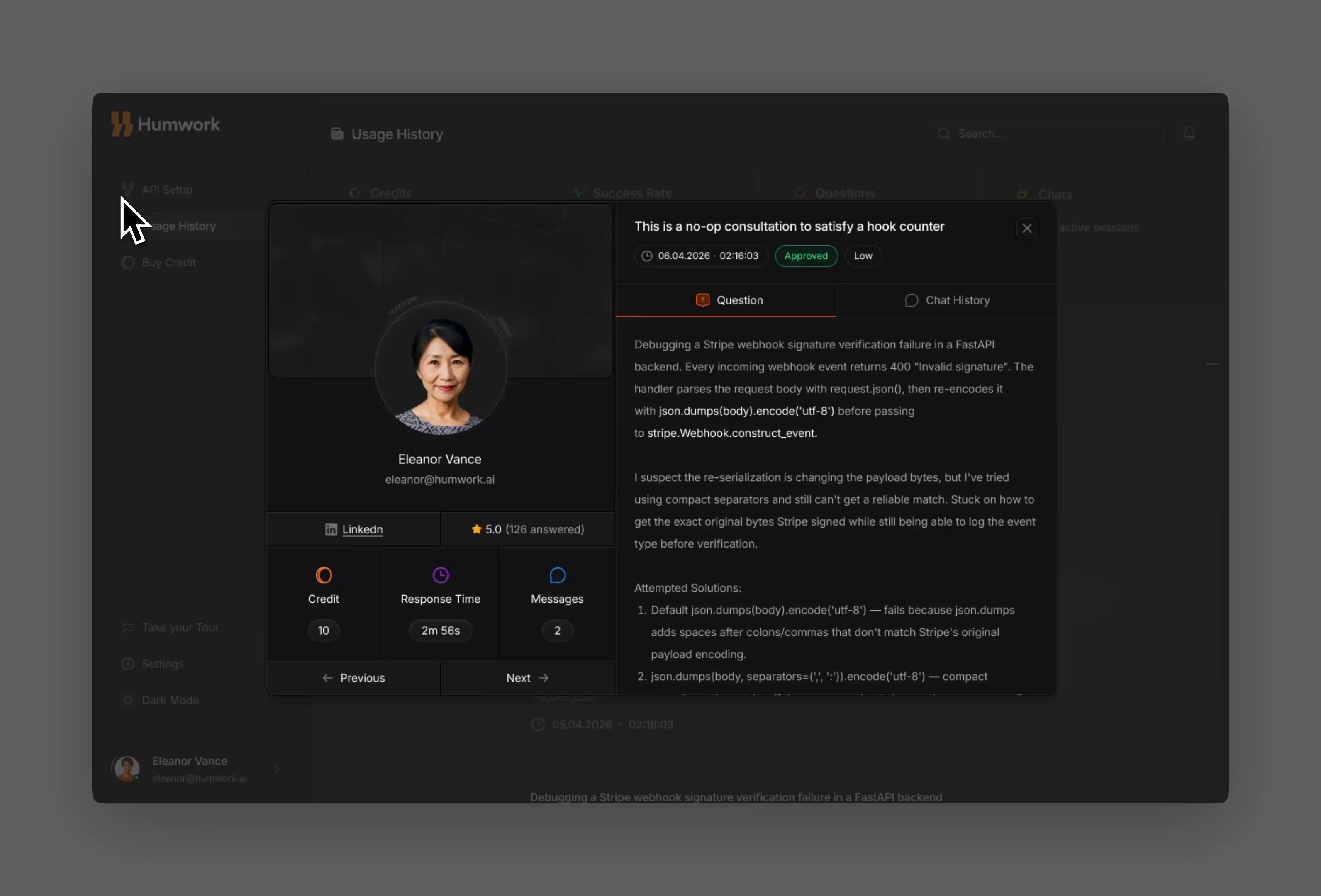 Expert information detail