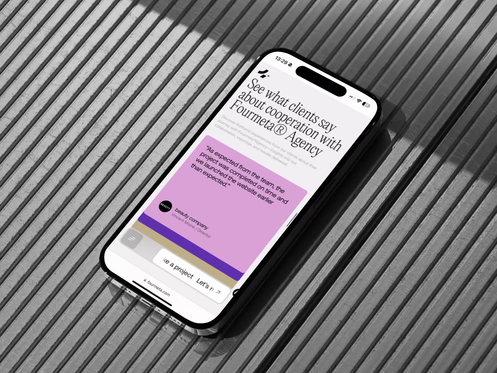 Fourmeta website: client testimonials