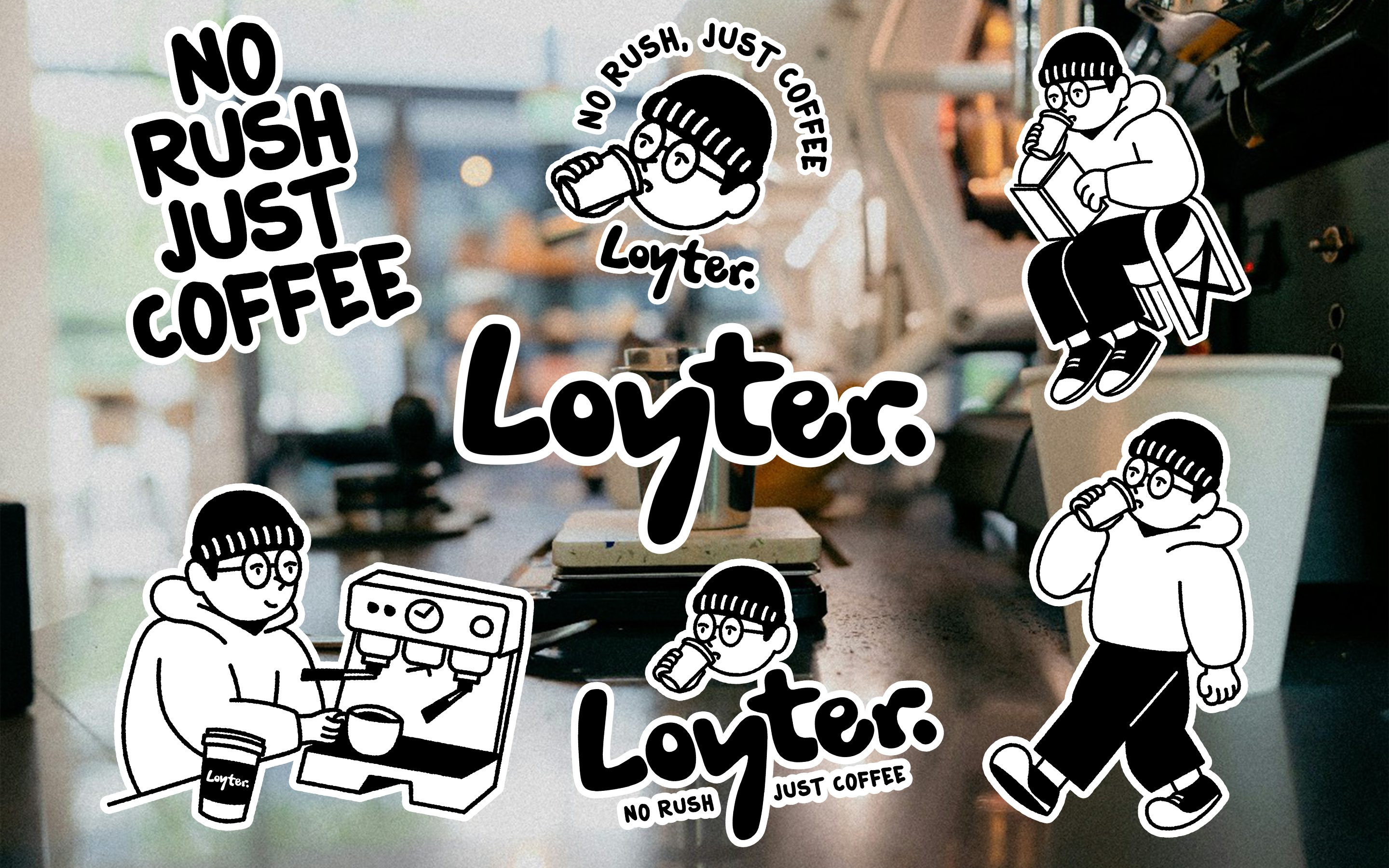 LOYTER COFFEE - Brand Identity aesthetic branding cafe casual character coffee cozy design handdrawn identity illustration lifestyle line art logo mascot minimal modern simple urban visual