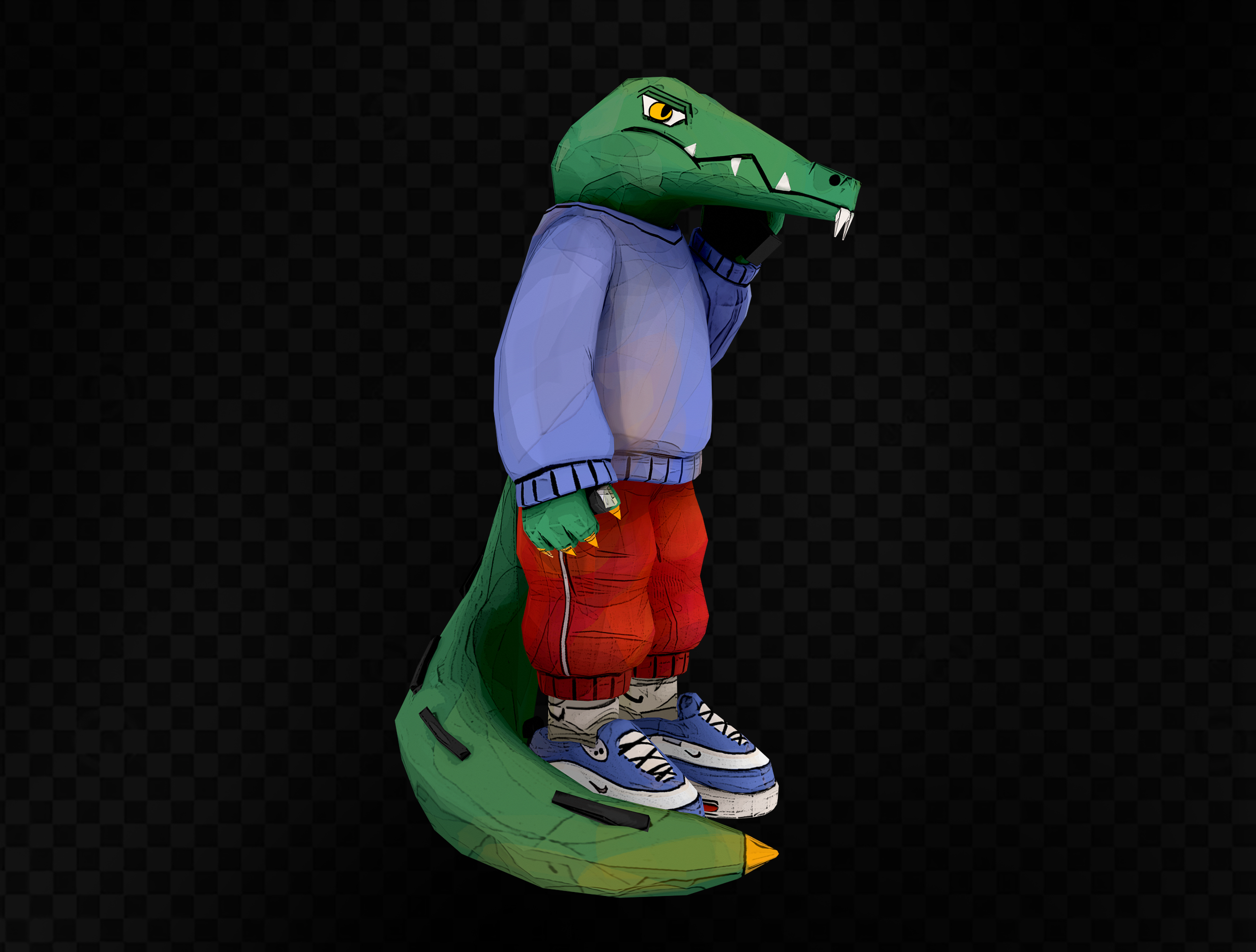 CROCO | 3D Character with handpainted textures 2d style 3d 3d artist animals cartoon character design low poly npr render stylized textured