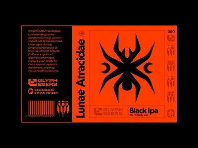Glyph Beer 90 arachnid beer beer label black widow dark fantasy icon logo lunar metal moon packaging spell spellbound spider symbol venom warlock witch wizard