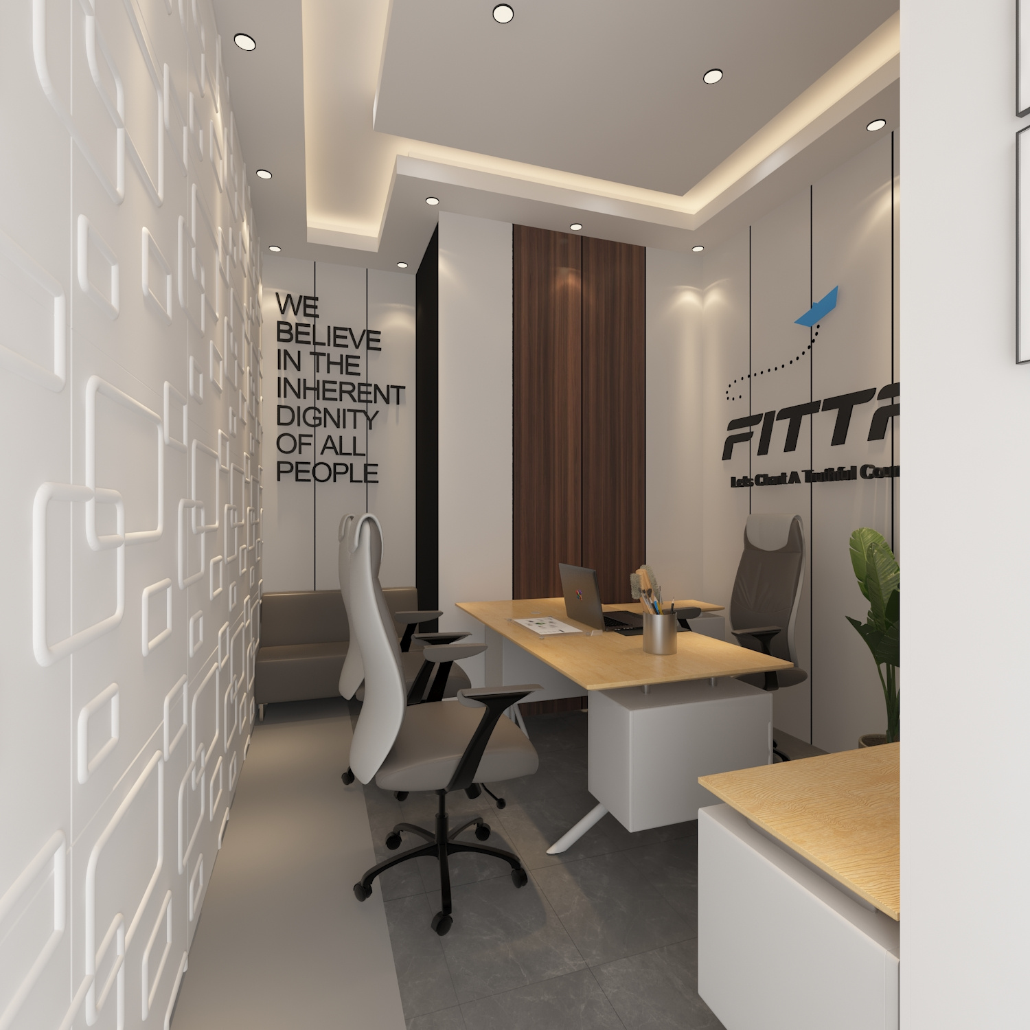 Fittr Office Room Design At Ileseum Club 3d model 3d room clean creative interior design luxury minimalist motivation office office room office room setup premium room design sleek wall decor wall decoration white