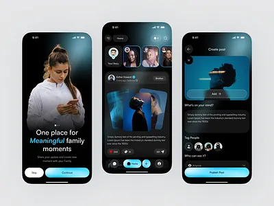 Social Media Mobile App Design bloger card communication dark design minimal mobile app mobile app design mobile ui modern profile shorts social media social network socialmedia tiktok trending web