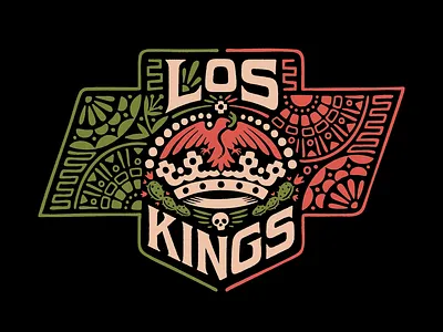 LA Kings 2026 Mexican Heritage Night Art belt buckle bolo tie branding crown dan kuhlken design dkng dkng studios eagle flag heritage hockey illustration la kings mexican nathan goldman vector
