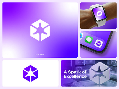 Spark Cube Logo — Minimal Geometric Star Mark