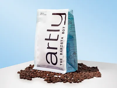 Artly Coffee: The Barista Bot artly bag branding coffee illustration logo package design packaging typography