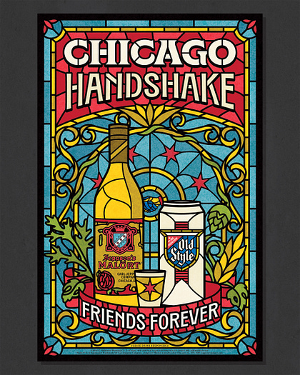 Chicago Handshake - Stained Glass