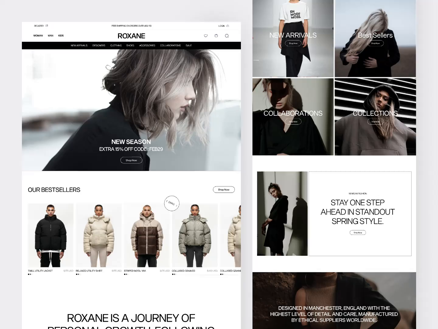 Roxane - E-Commerce Landing Page Animation
