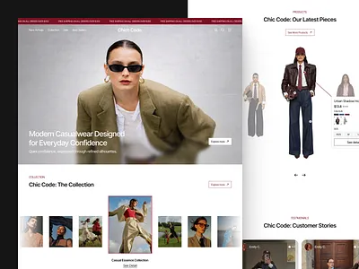 Chic Code — Fashion E-Commerce Landing Page branding casualwear clean clothing collection ecommerce editorial fashion fashion ecommerce fashion shop landing page lifestyle minimal minimalist product design retail ui web design website women