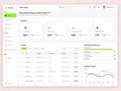 AI-Powered Copywriting & Content Dashboard ✍️🤖 ai copywriting ai templates ai writer brand messaging content creation content dashboard content workflow copy ai copy generator creative tools dribbble generative ai image generation marketing content marketing dashboard project tracker social media copy textify ui writing tools