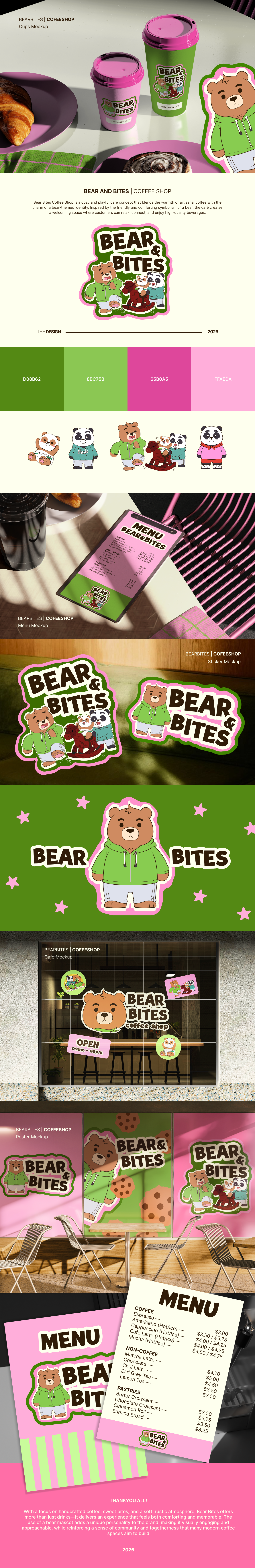 Bear & Bites Coffee Shop - Mascot Branding and Illustration brandidentity branding coffeeshop digitalillustration illustration logodesign mascot mascotlogo storyillustration