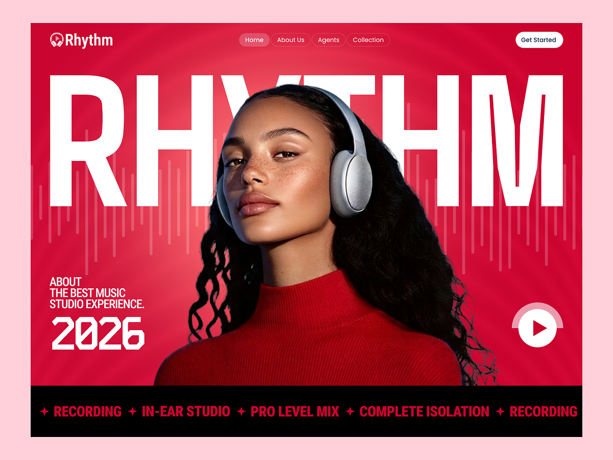 Music Website UI Design Studio Landing Page Concept