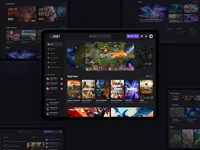 Digital Gaming Experience Platform app dark mode dashboard design fun game game design game ui gamer games gaming interective interface leader board live gaming platform player playing ui ux