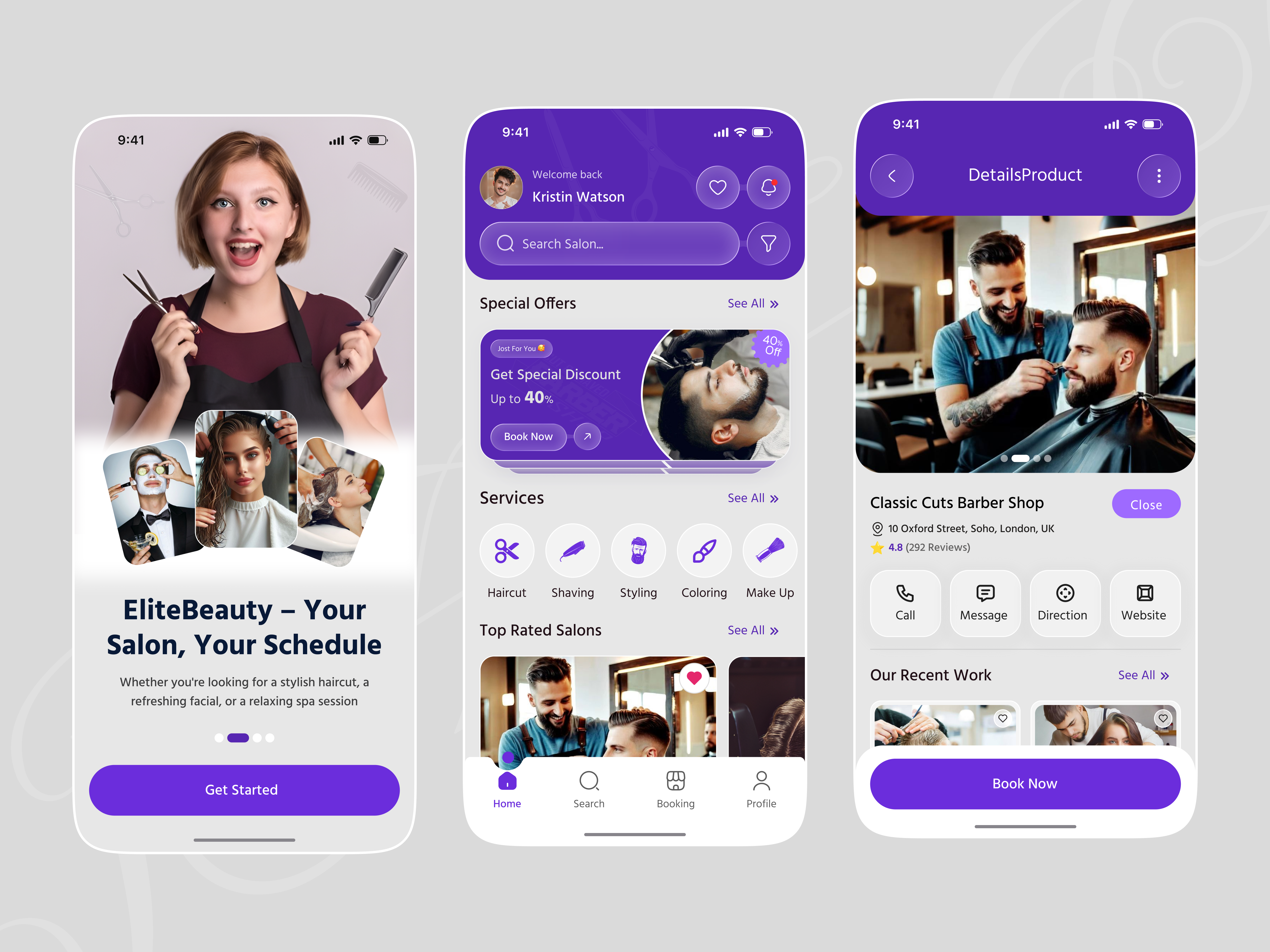 Salon Booking App UI Design | Beauty & Barber Mobile App UX
