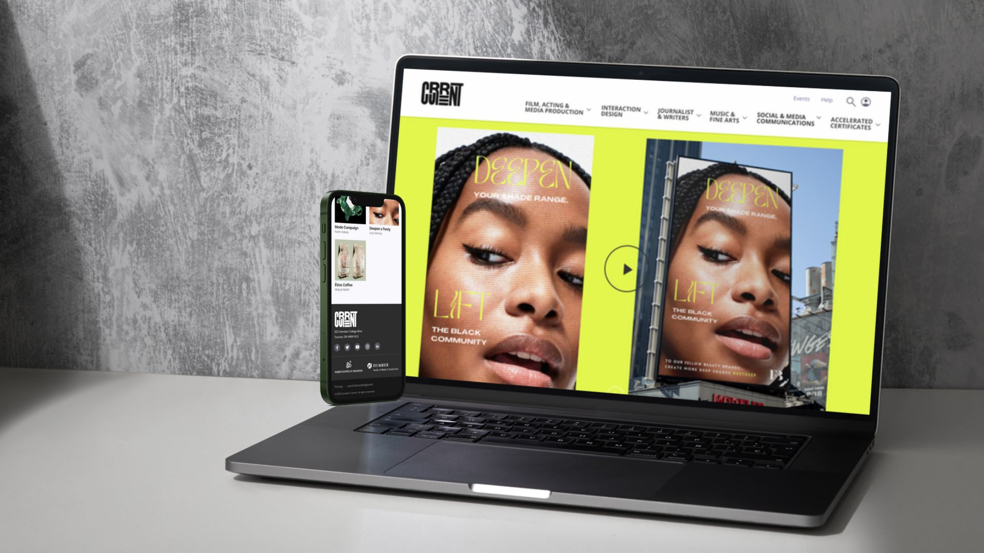 Mock up website for Humber Current