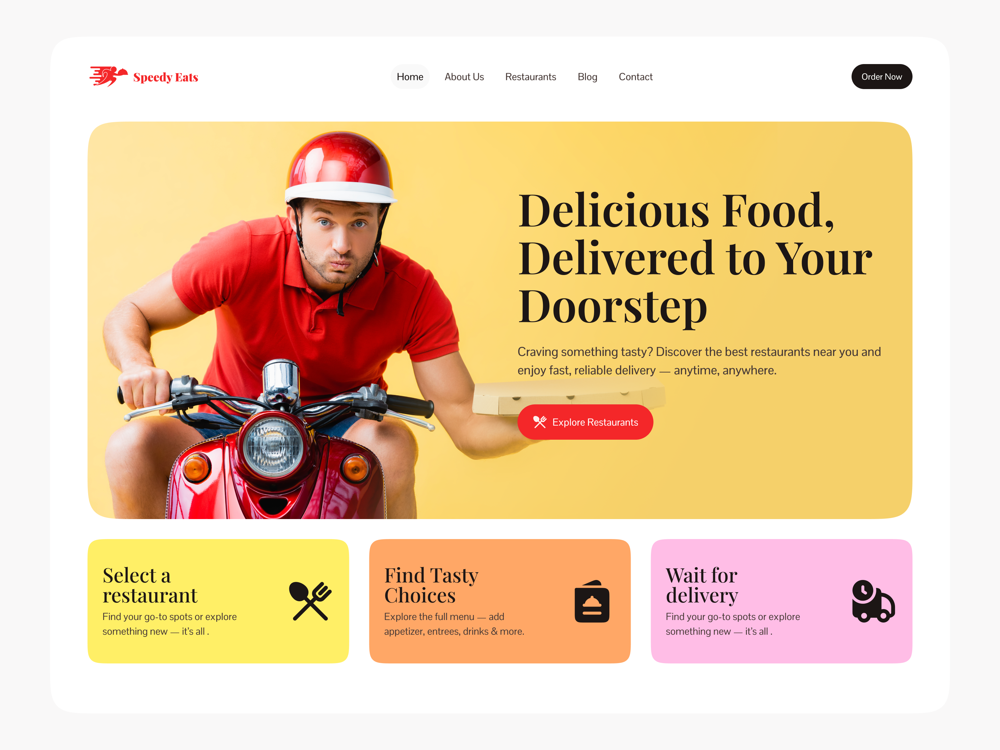 Food Delivery Website UI Design | Restaurant Landing Page