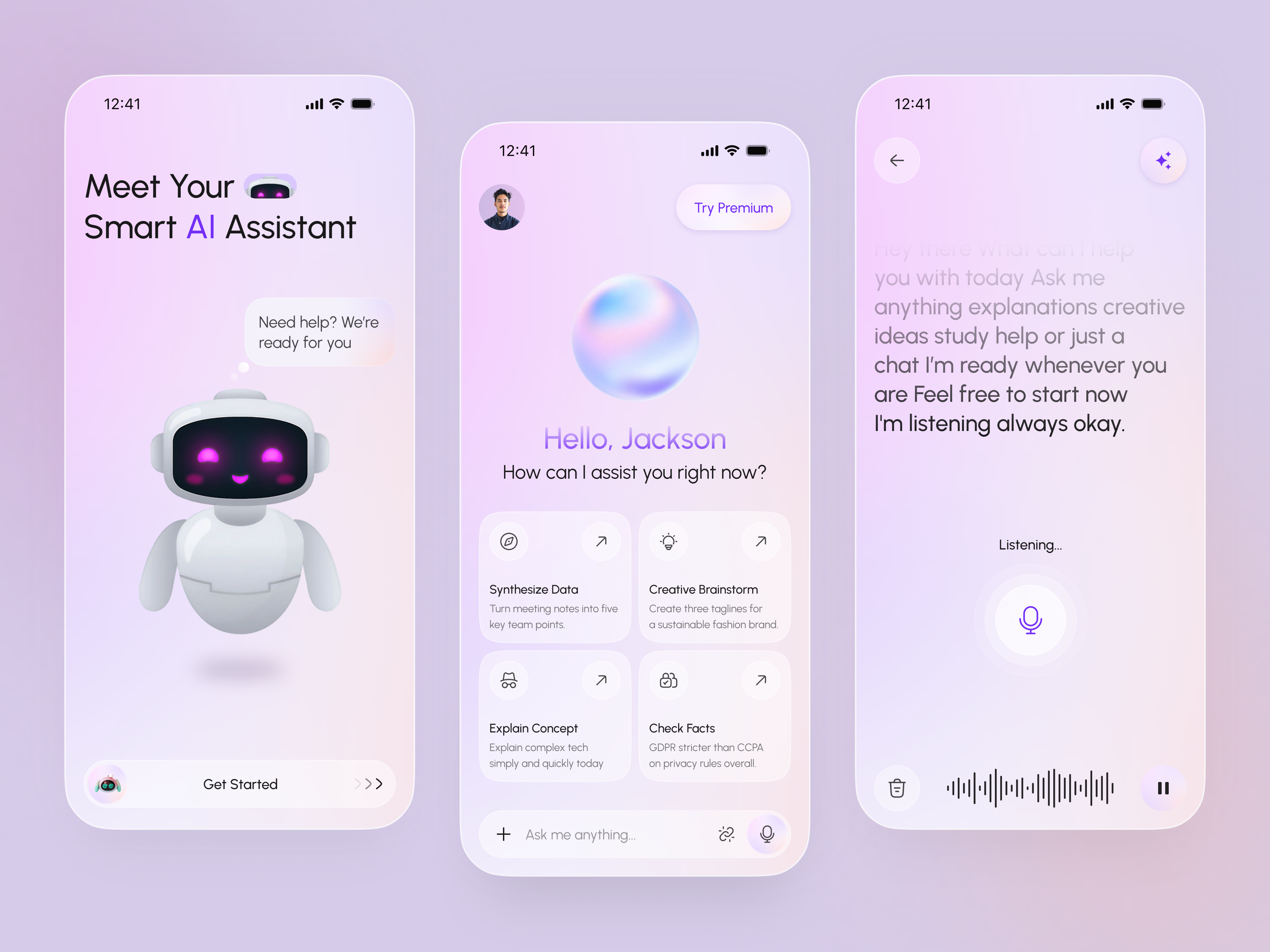AI Chatbot Mobile App Interface Design Concept ai ai assistant ai chatbot app design artificial intelligence chatbot design mobile app mobile app design mobile ui saas design user interface uxui voice assistant web