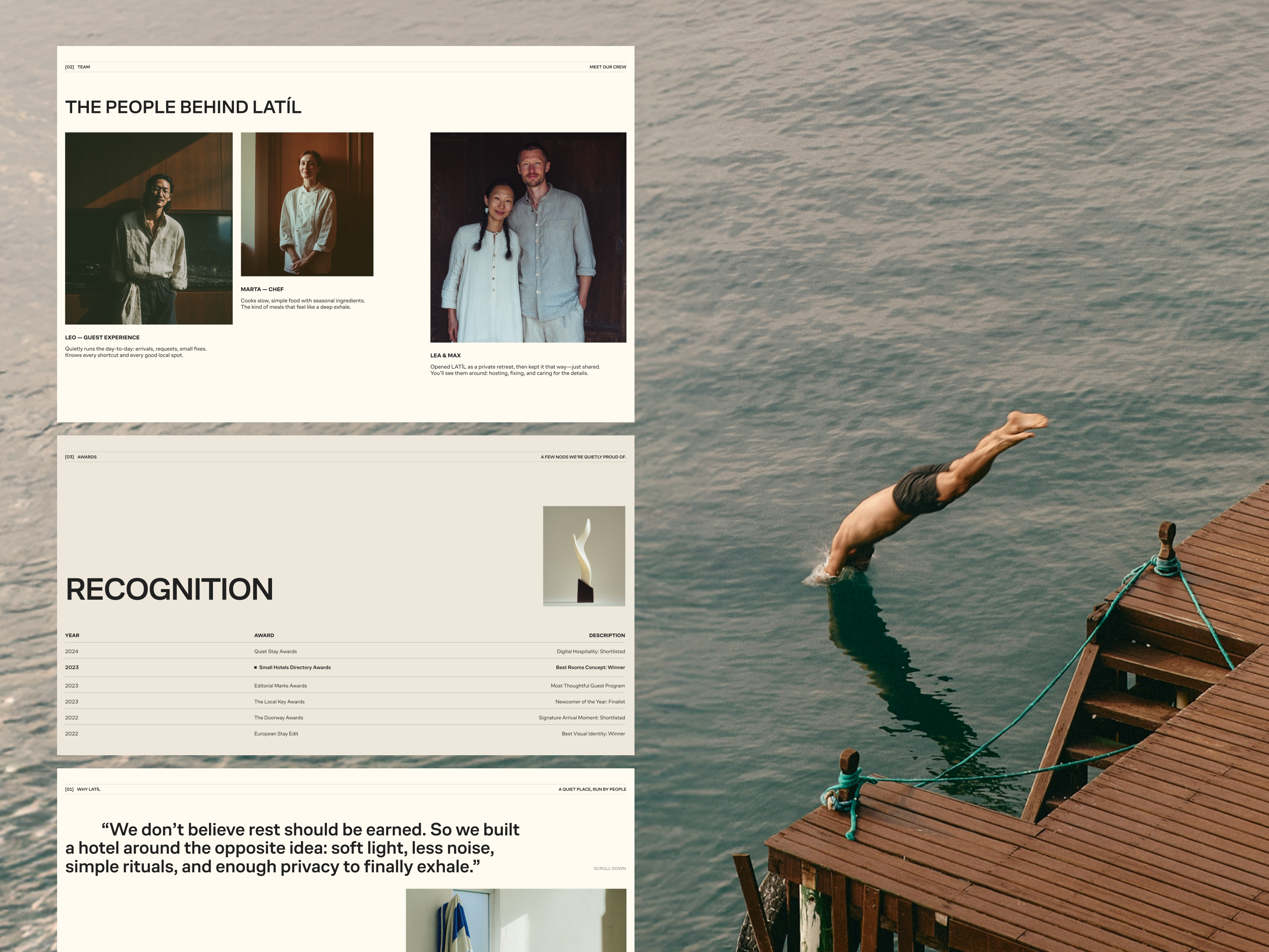 About us section design for a boutique hotel - LATÍL