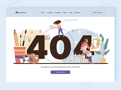 404 Page_ArtSchool (study project) 404 404 page art school design illustration landing page ui web web design