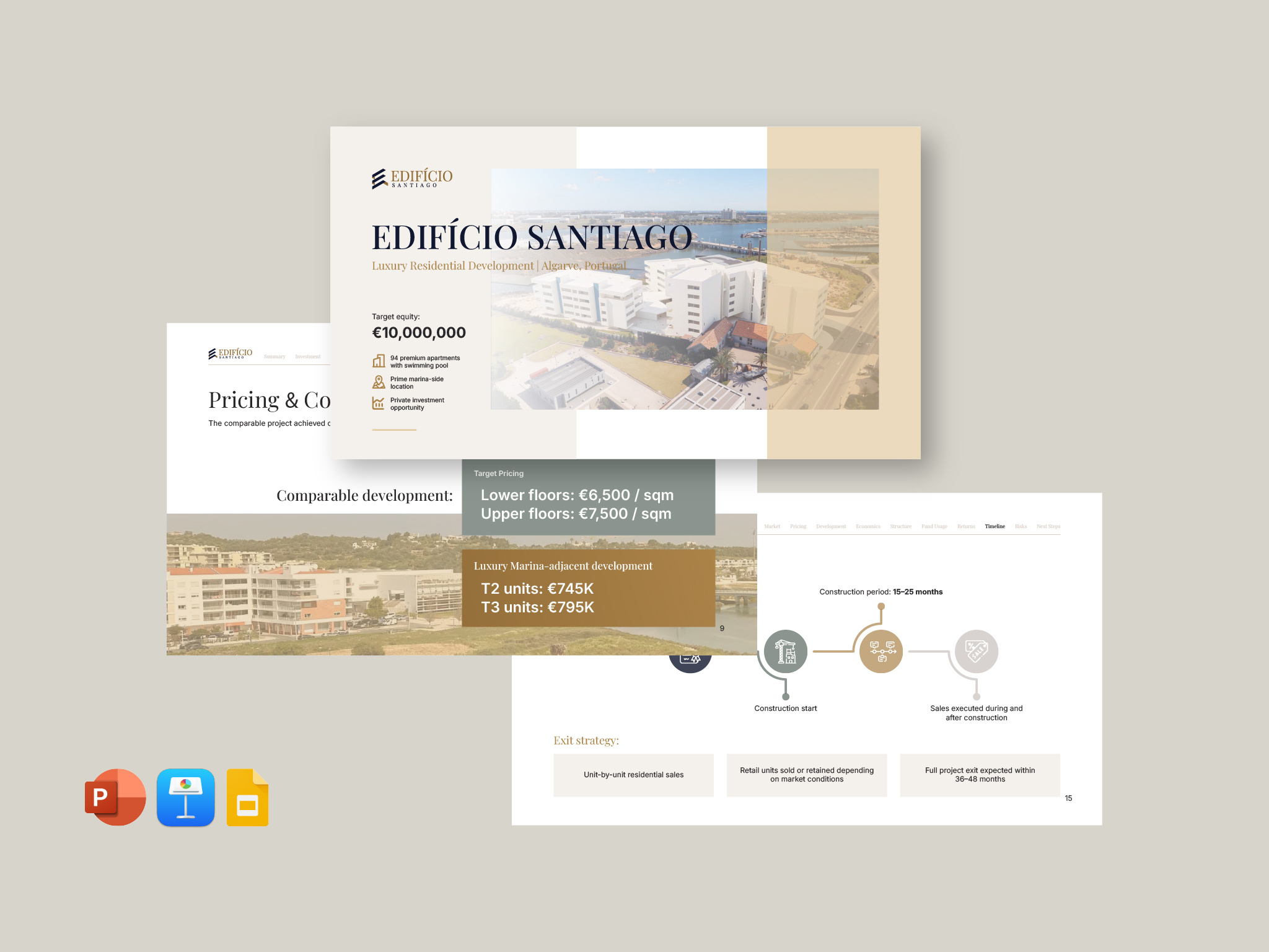 Edificio Santiago Pitch Deck branded template branding deck design design goole slides graphic design investment deck investor ready deck investor ready pitch deck keynote pitch deck pitch template presentación presentation presentation deck