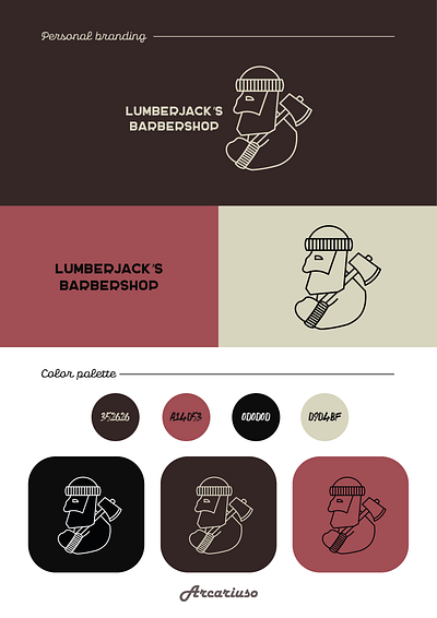 "Lumberjack's Barbershop" Identity art branding business card clean company colors company style design flat graphic design illustration illustrator logo logo development main interpritation mockups moodboard packaging pattern