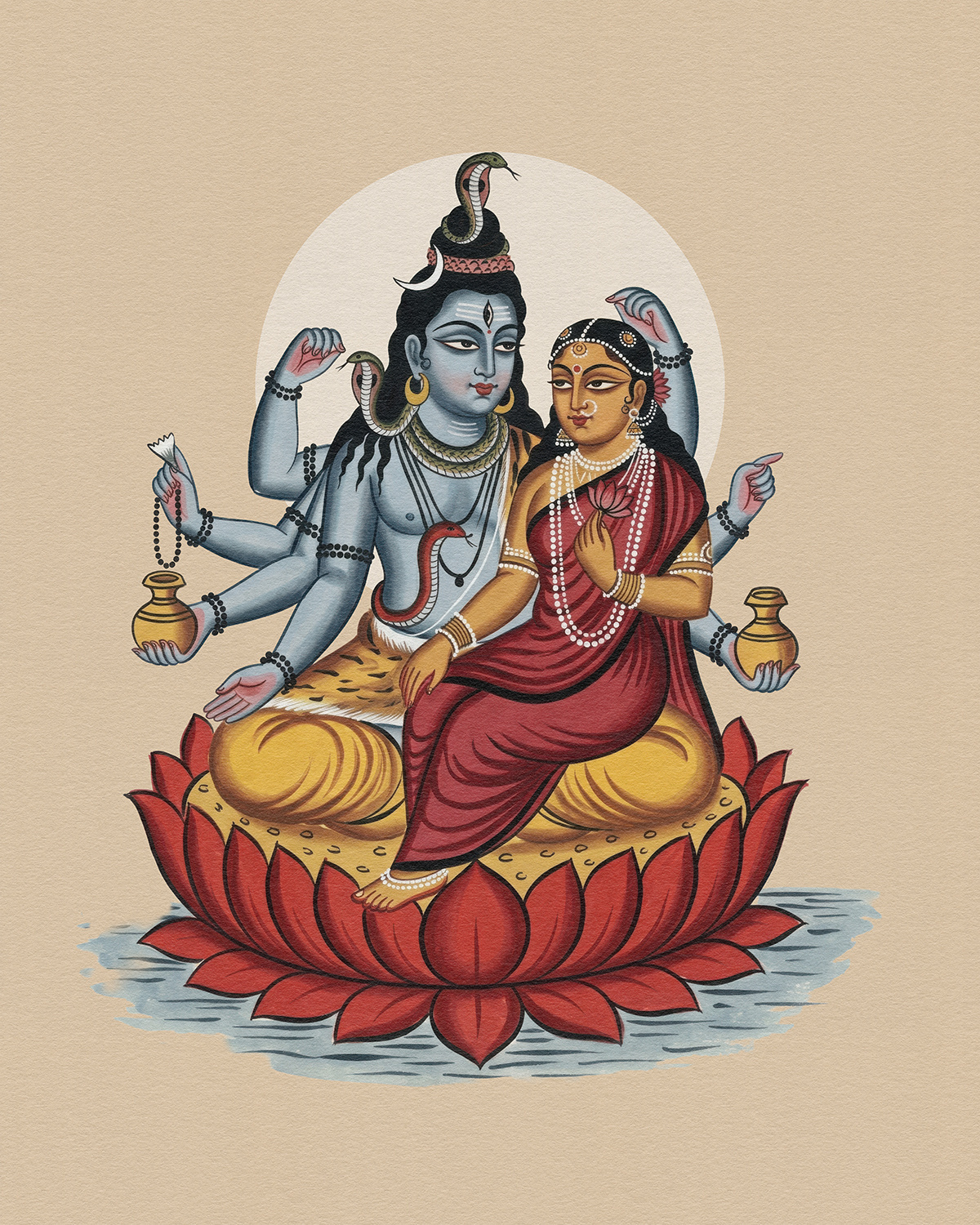 Shiva & Parvati: Eternal Harmony cultural artwork deity illustration devotional art hindu mythology indian art mythological art religious art sacred art shiva parvati spiritual illustration