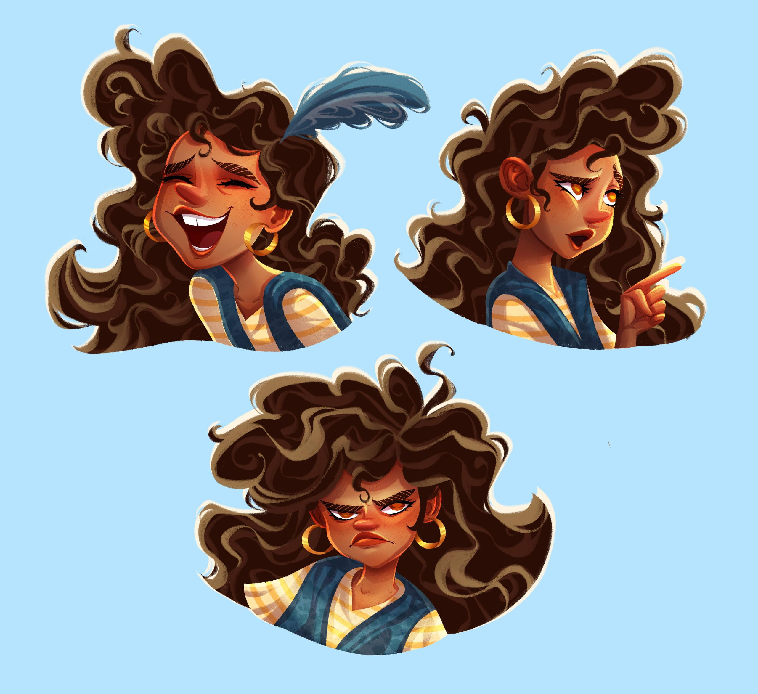 Pirate Girl - Expressive Mascot Face for Kids Branding, books brand identity character design character development childrens book commercial illustration diverse character dynamic educational art expression sheet expressions fairytale hand drawn kids branding mascot design pirate girl procreate publishing storybook storytelling whimsical