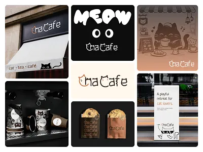 ChaCafe | Cat Cafe logo and Branding animal lover bakery brand identity branding cafe branding cafe logo cat cat cafe logo cat lover charming coffee creative logo design lettering logo logo branding minimal modern logo style wordmark