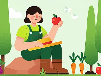 Organic Farming Vector Illustration 2 eco friendly environment farming harvest illustration landscape illustration nature organic