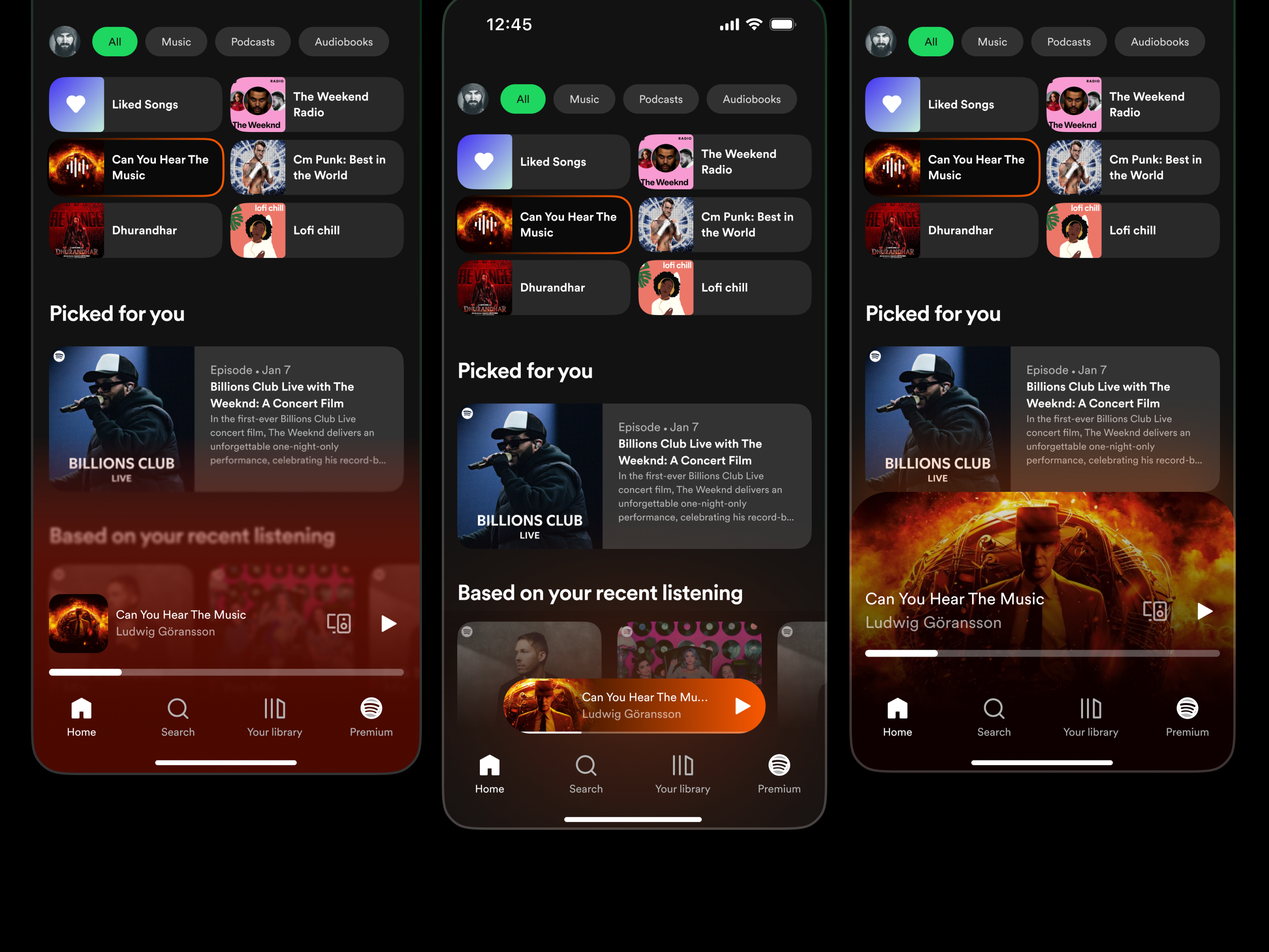 Spotify Mini-Player Explorations app card clean component dark mode dashboard figma interface minimal mobile music navigation product design spotify ui uiux ux visual design