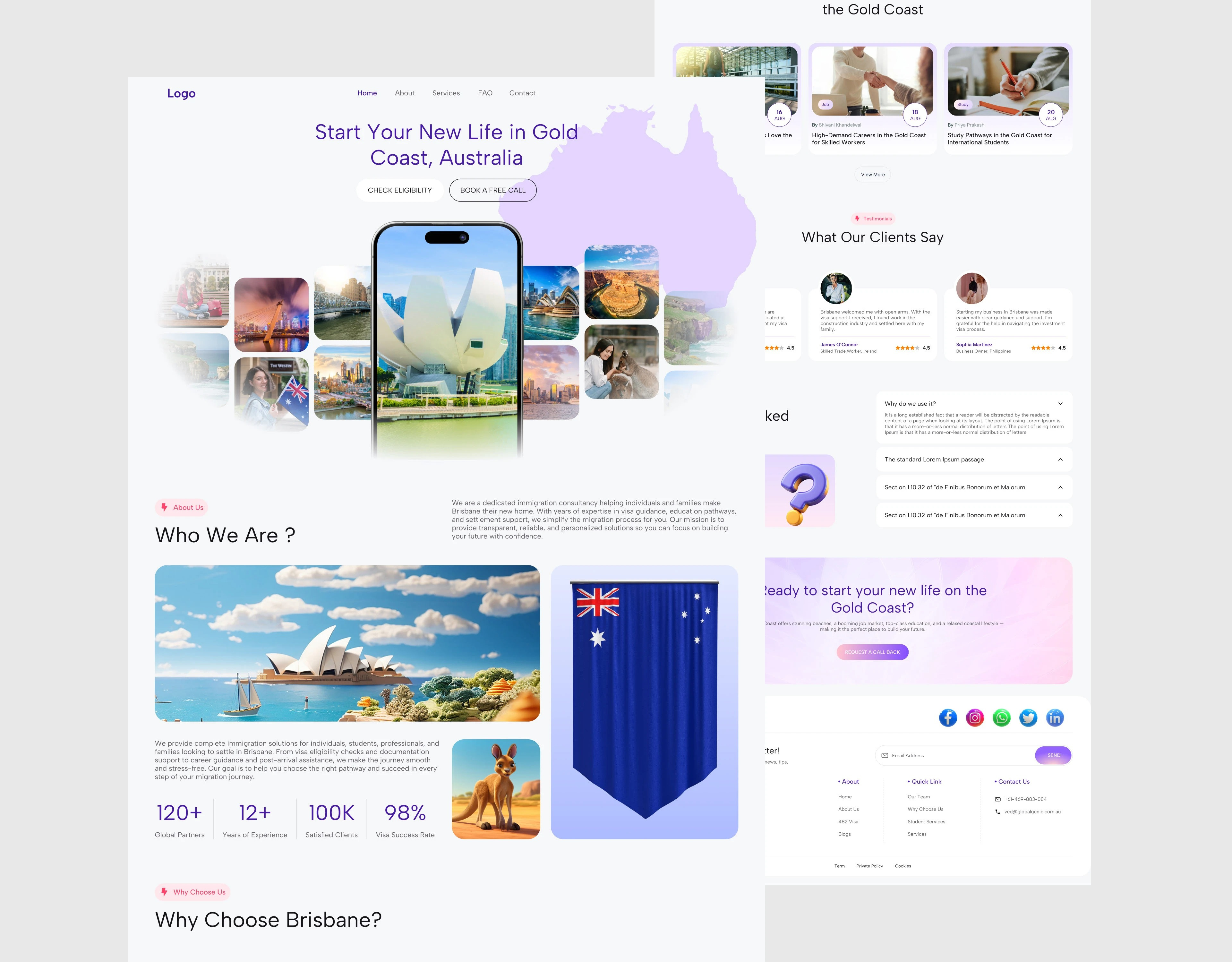 Gold Coast Immigration Website Design clean website home page immigration web design landing page modern website uiux user experience user interface web design website