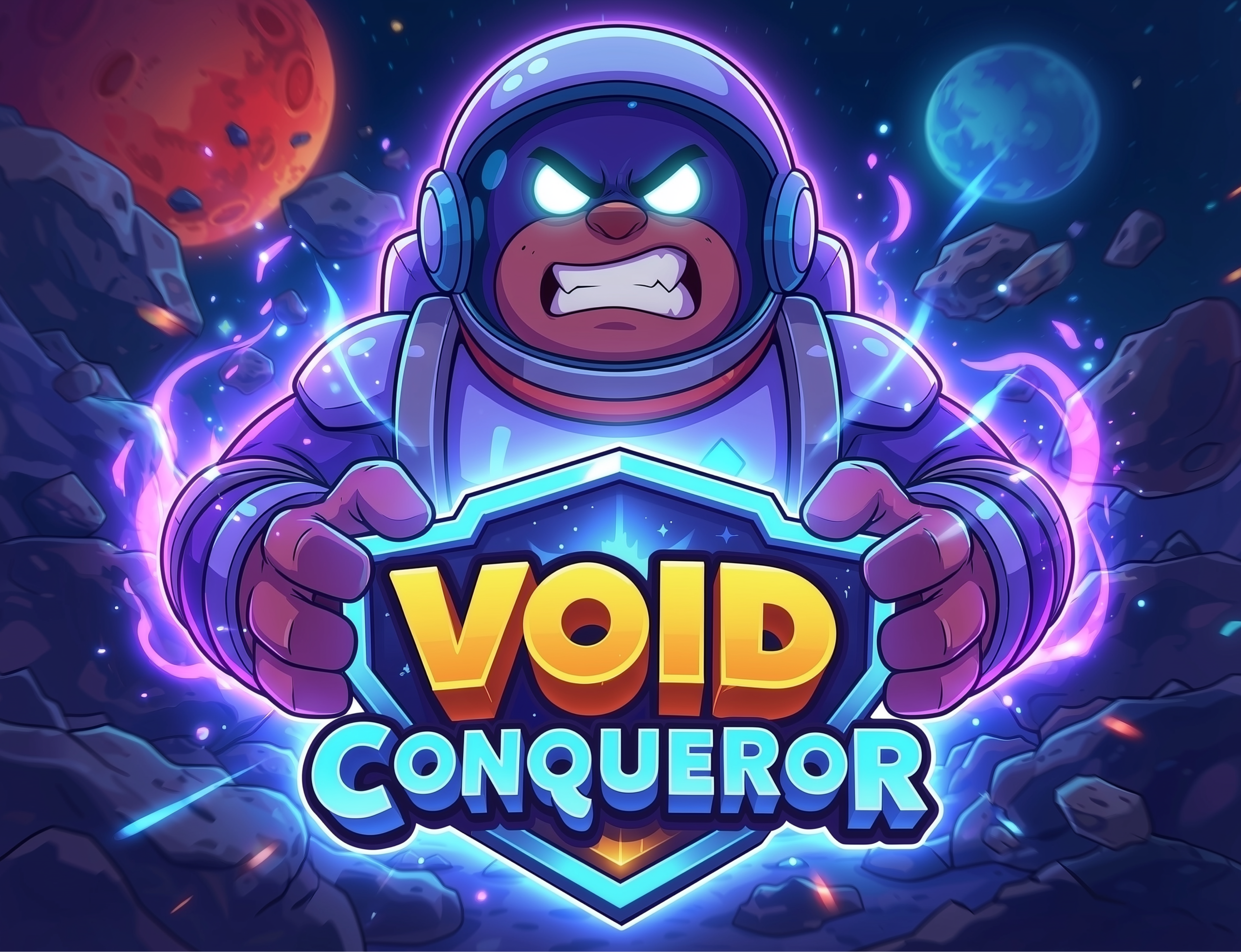 Game Key Art | Void Conqueror 2d game cartoon cartoon style casual game character design clicker game colorful concept art cosmic game art game cover game ui idle game illustration key visual mobile game promo art sci fi space vibrant