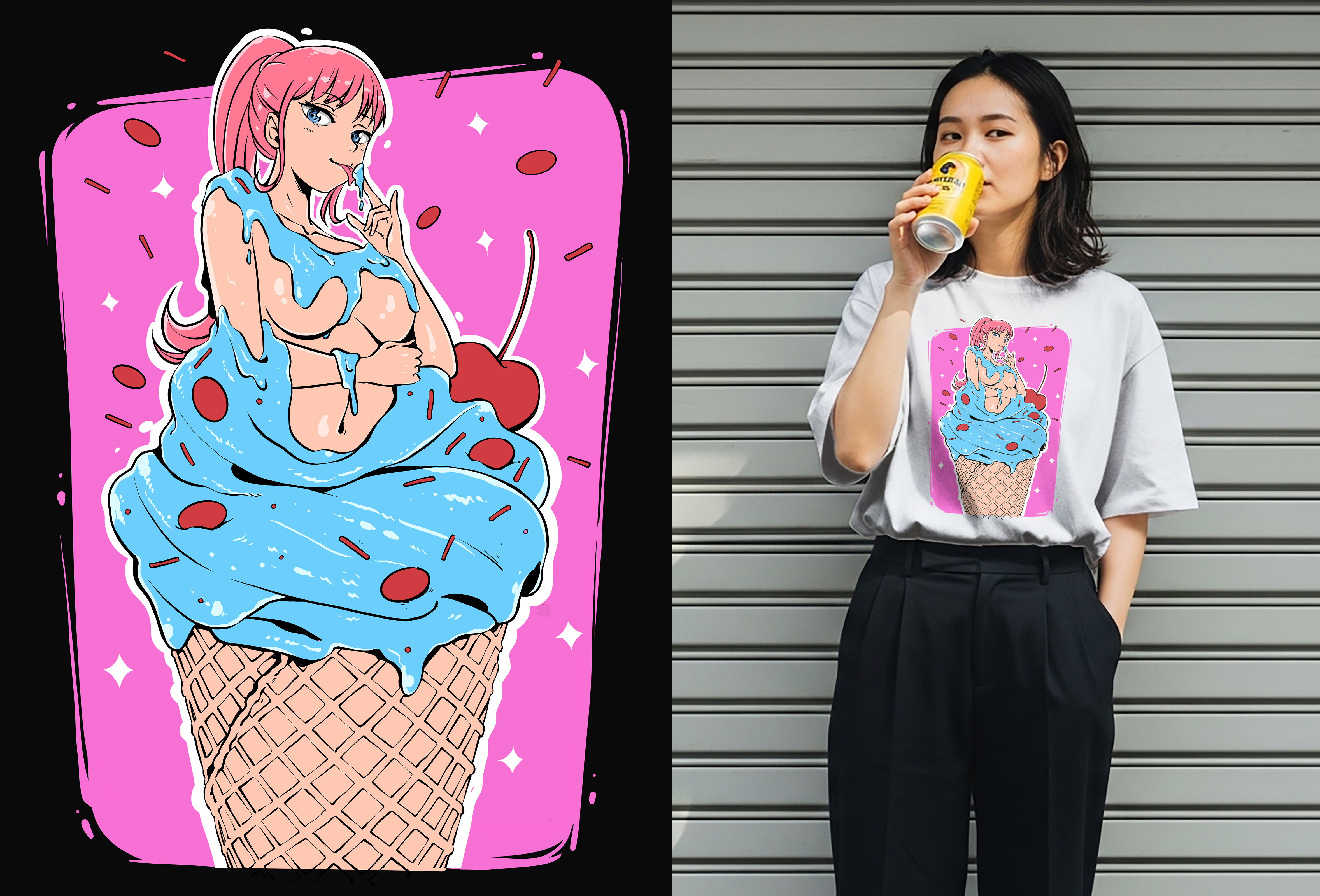 Pop Art Character Illustration for Apparel Design anime design graphic design illustration manga merchandise tshirt tshirt design tshirtdesign vector art