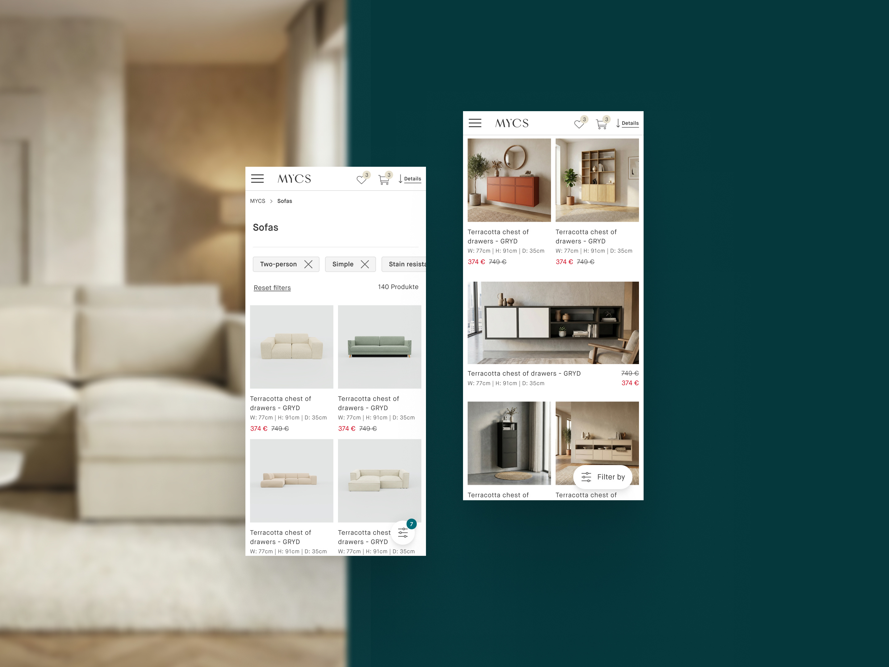 Furniture e-commerce with a configurator
