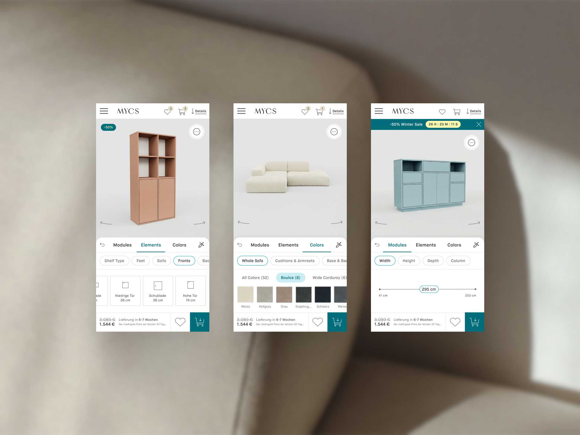 Furniture e-commerce with a configurator