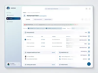 HealthDesk – Patient Overview & Care Management app ui clean design clinic management dashboard design inspiration designer health healthcare healthcare dashboard healthtech hospital management medical app medical design minimal design patient management app shahriar sultan uiux design web webapp