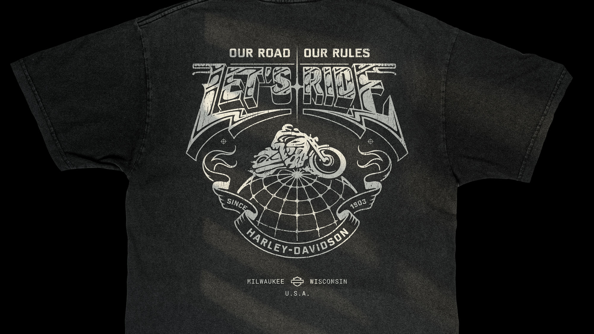 Harley-Davidson: Let's Ride apparel design chrome custom lettering graphic design harley davidson illustration lettering merchandise design motorcycle retro graphic shirt design t shirt design