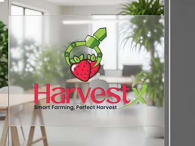 HarvestX – Smart Farming & Agritech Logo Design agriculture agritech automation brand identity creative logo digital agriculture farm logo farming food tech future farming green tech innovation logo design mascot logo modern logo robotic farming smart farming startup branding strawberry logo technology logo