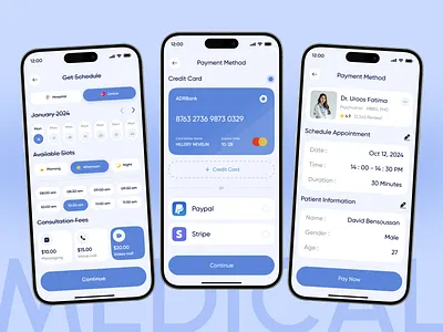 Healthcare Mobile App - Payment Flow app design appointment app booking app checkout flow doctor booking health app healthcare ios medical medical app minimal mobile app payment flow telemedicine