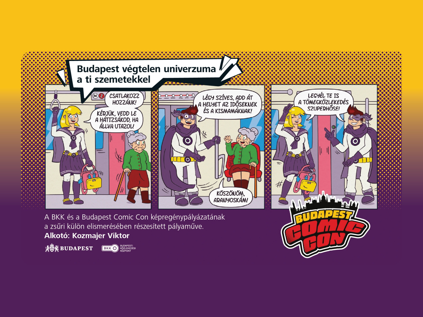 Comic strip for a BKK × Budapest Comic Con 2026 competition bcc bkk budapest budapest comic con cartoon character cartoon illustration cartoon style character design comic con comic illustration comic strip comic style comics public transport subway superhero superhero character design superhero design transport underground