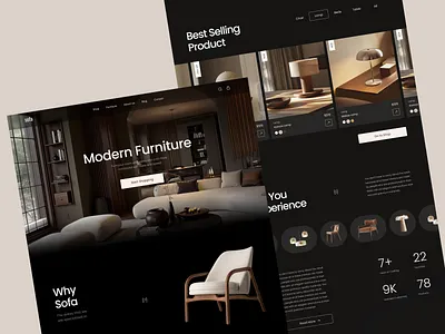 Sofa — Landing Page for Furniture Shop. concept dark theme landing landing page ui uiux ux web web design webdesign