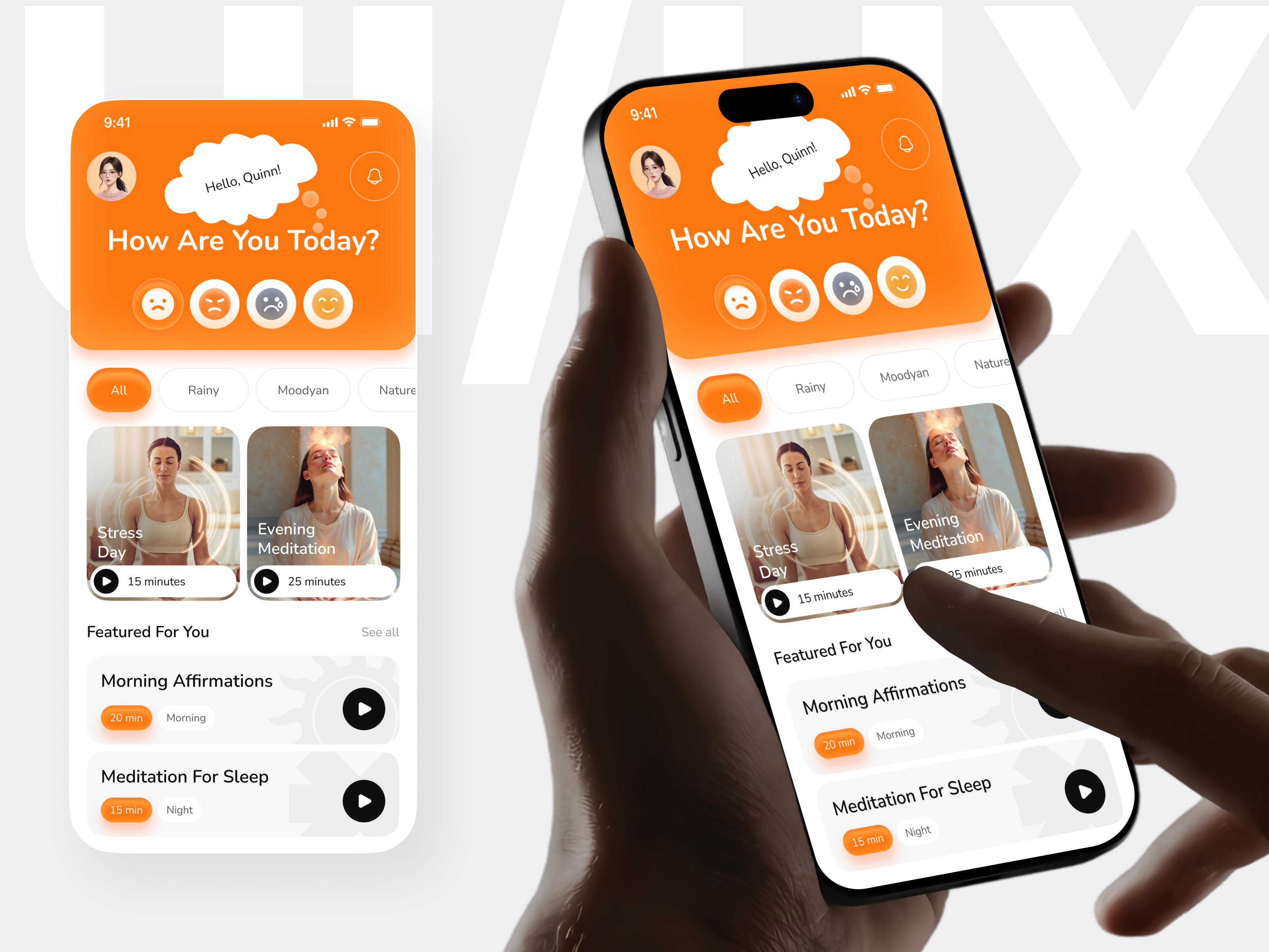 Mood Tracker & Meditation Mobile App Design