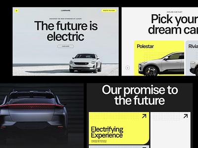 EV Website Landing Page Concept design digital electric vehicle ev landing page minimalist relume typography ui web