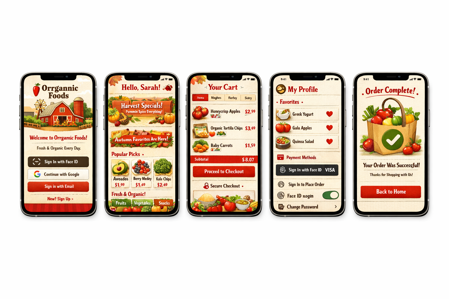 orrgannic foods mobile app ui design design mobile app ui