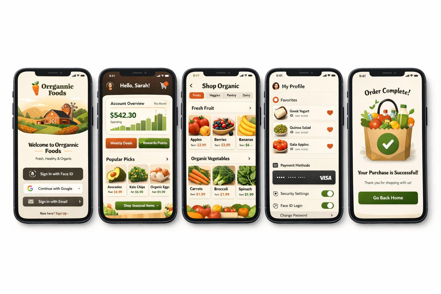 orrgannic foods mobile app ui design 2 branding design graphic design ui