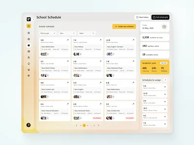 School Scheduling Dashboard dashboard edtech interface modern ui product design saas schedule management ui ux