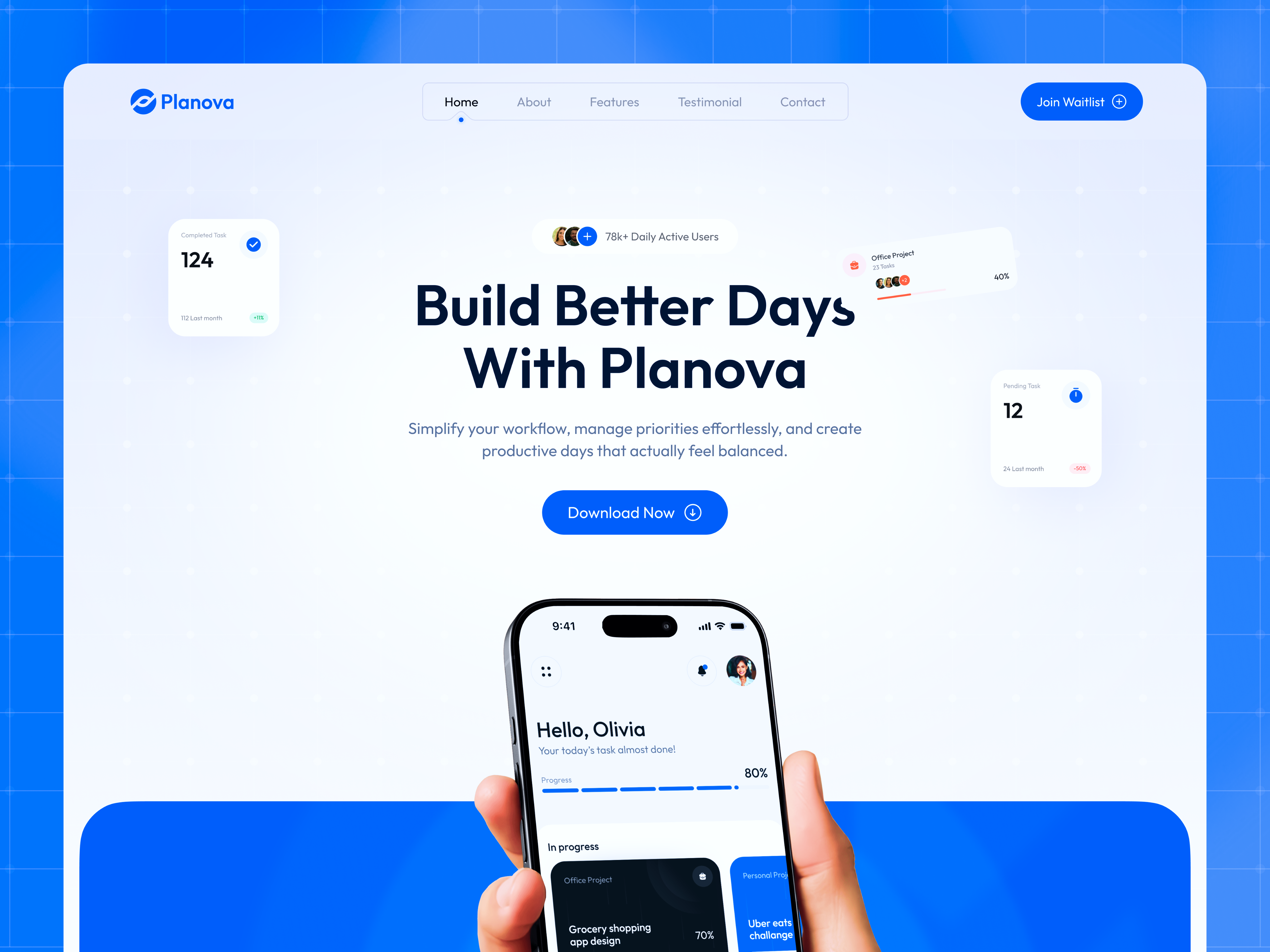 Planova - Todo List App Landing Page applandingpage cleanwebsite todolist todolistapp todolistwebsite website design
