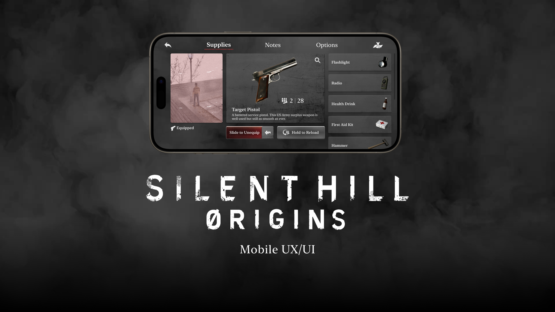 Silent Hill Origins mobile UX/UI concept adobe after effects adobe illustrator figma game interface game ui motion graphics ui ux