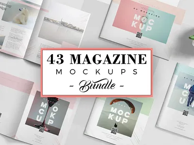 Realistic Magazine Mockup Set – 43 PSD assets branding free design resources freebies freedesignkit graphic design mockups