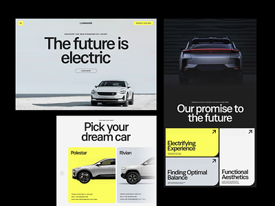EV Landing Page Concept design digital electric vehicle ev landing page minimalist relume typography ui web